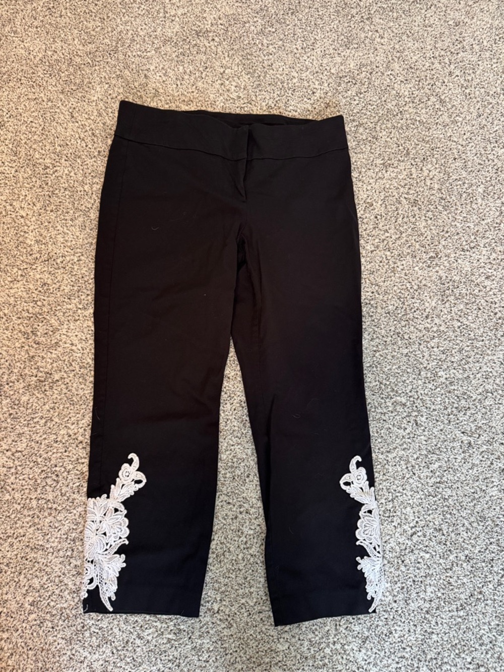 Alfani Black Women's Pants with White Embroidery